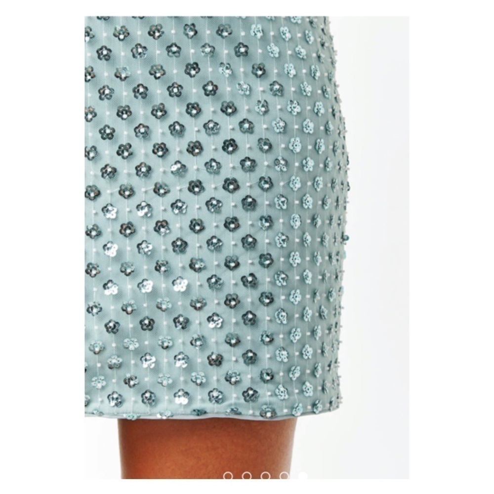 Mestiza Blue Sequin Bow Back Mini Dress Large Size 14 Cocktail Party - Picture 10 of 14